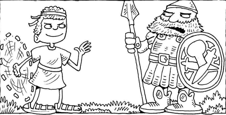 Printable David and Goliath Free Coloring Page