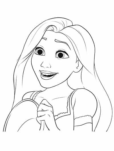 Rapunzel Excited Face Coloring Page
