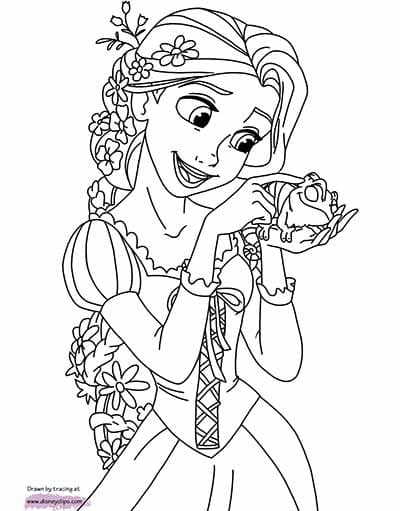 Rapunzel and Pascal Coloring Coloring Page