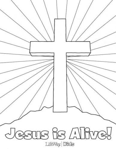 Religious Easter Cross Free Printable Coloring Page