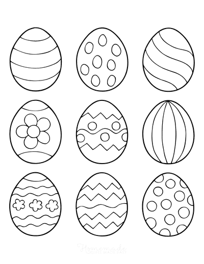 Small Patterned Easter Eggs to Color