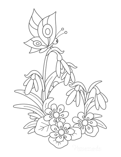 Spring Bulbs with Egg Coloring Page Coloring Page