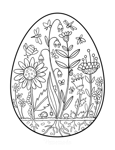 Spring Flowers Easter Coloring Page