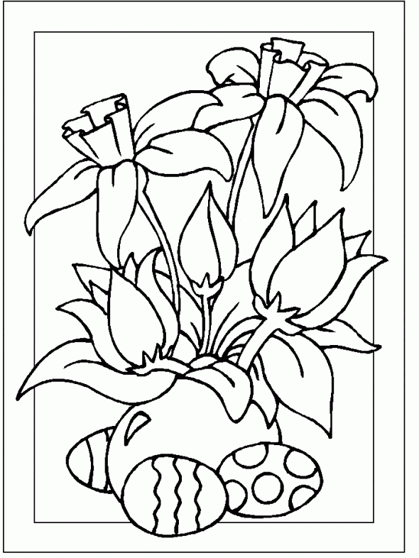 Spring Flowers Religious Easter Coloring Pages