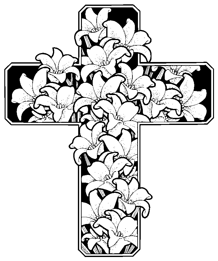 Spring Lillies On Cross Coloring Page Coloring Page