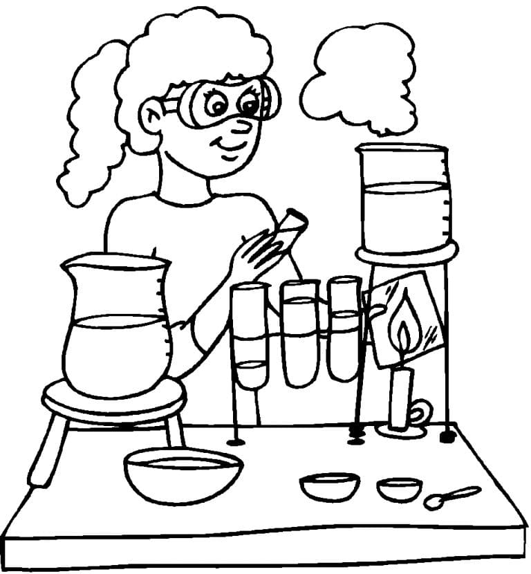 Studying Science Coloring Pages