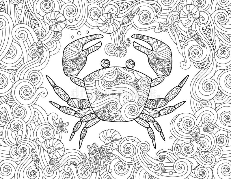 Style Crab For Kids Coloring Page