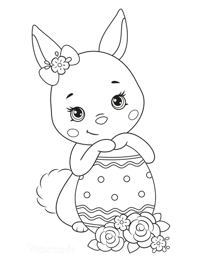 Sweet Rabbit with Egg Coloring Page Coloring Page