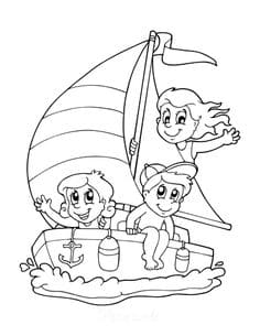 Swimming For Children Coloring Page
