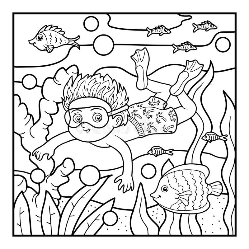 Swimming Picture Coloring Page