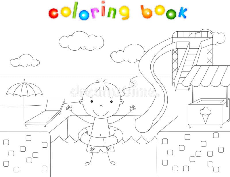 Swimming Water Park Picture Coloring Page
