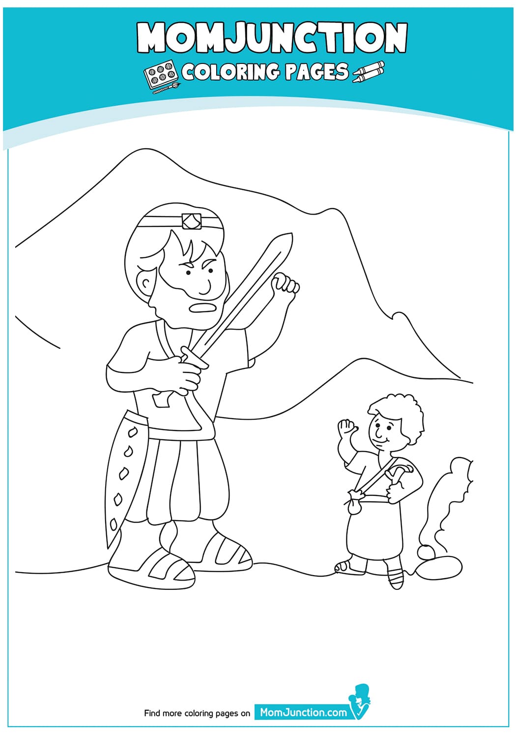 The David And Goliath Free Print Coloring Page