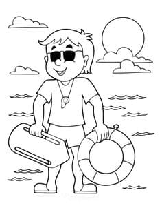 The Kittens Swimming For Kids Coloring Page