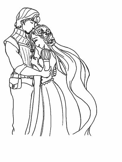 The Rapunzel And Flynn Happy Together Coloring Page
