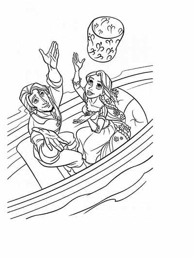 The Rapunzel And Flynn Launch The Lantern Coloring Page
