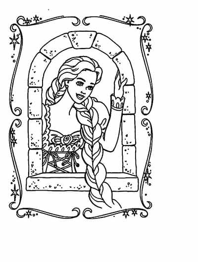 The Rapunzel At The Window Coloring Page