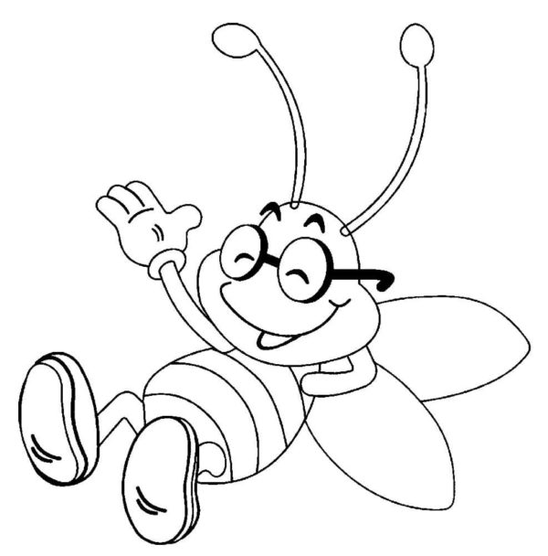 The bee is sunbathing in the glasses Coloring Page