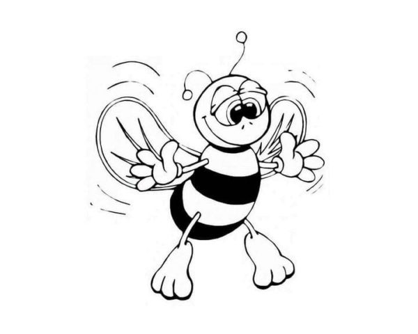 The bee spread its wings and legs Coloring Page