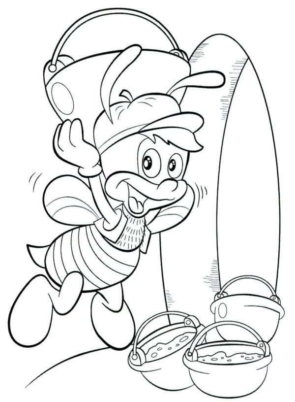The diligent bee has collected a lot of nectar Coloring Page