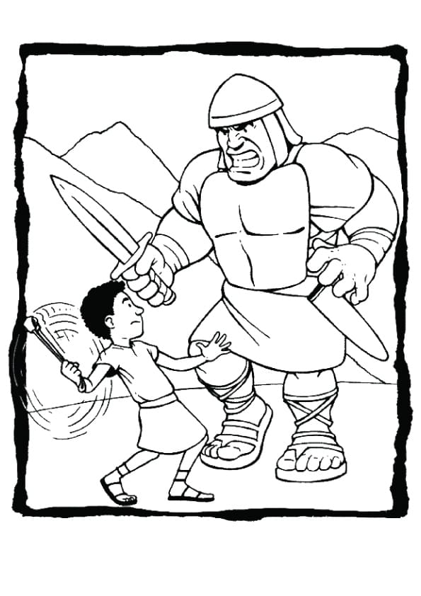 Threwing The Stone Coloring Page