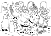 Triumphal Entry of Jesus Christ into Jerusalem Coloring Page