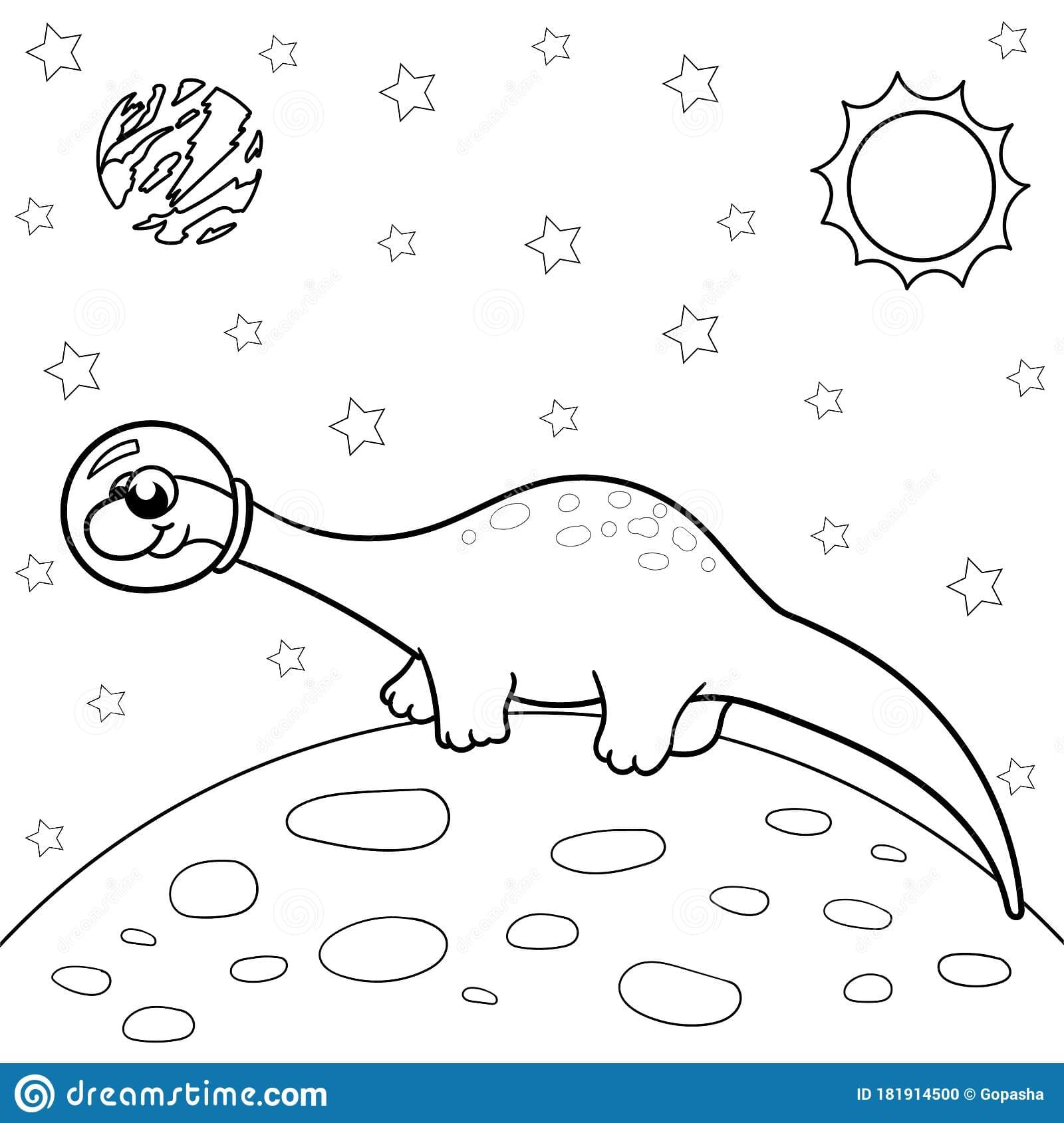 Vector illustration of dinosaur astronaut in space