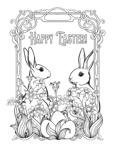 Vintage Happy Easter Coloring Sheet Coloring Page