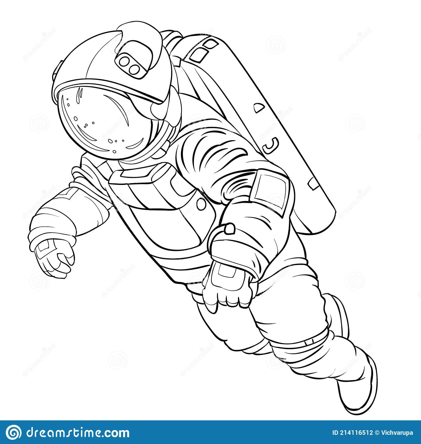 Astronaut in open space Coloring Page