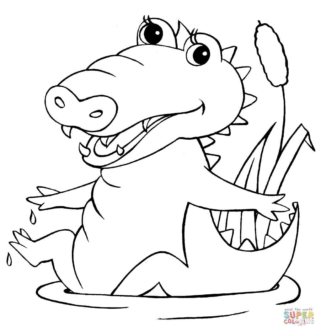 Baby Crocodile For Kids Coloring Page