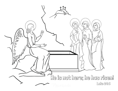 Bible Coloring Pages He Is Risen Tomb Luk Coloring Page