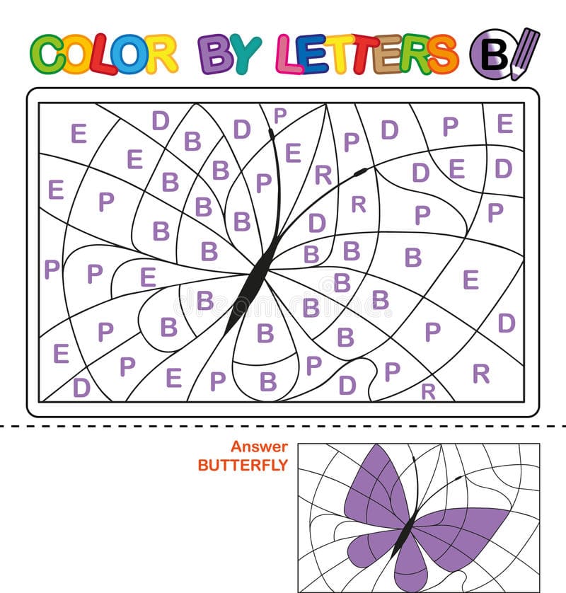 Color Letter Puzzle Children Butterfly Color By Letter