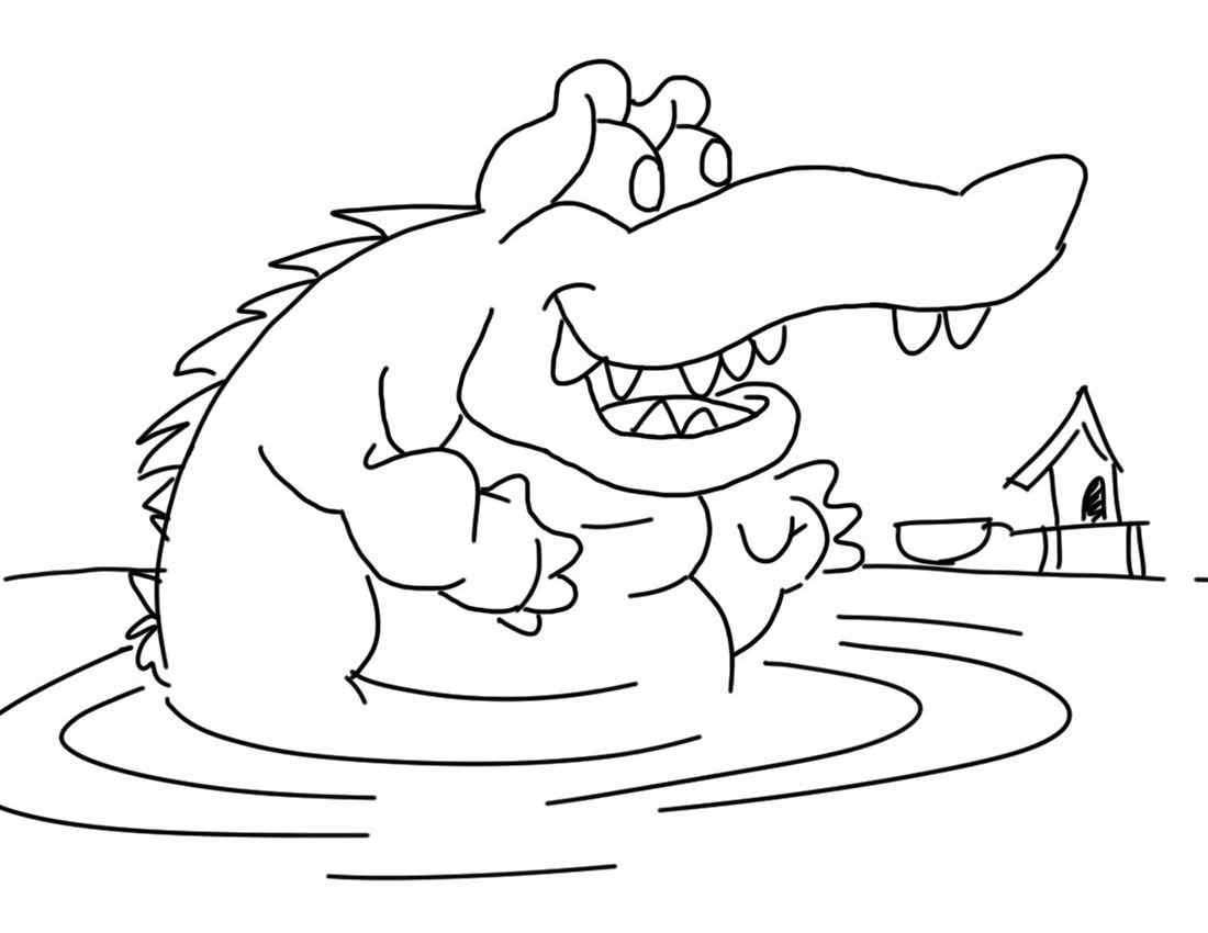 Crocodile In Water Coloring Page
