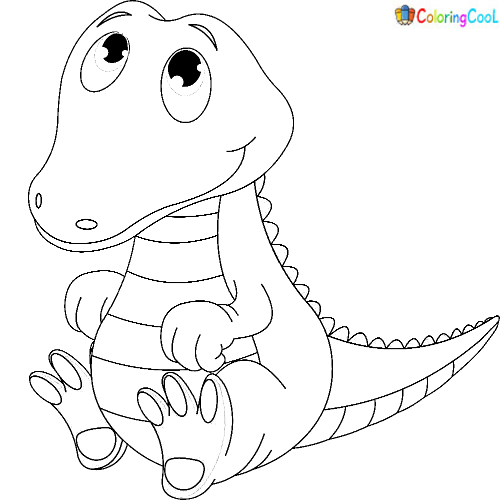 Cute Face Crocodile Coloring Page