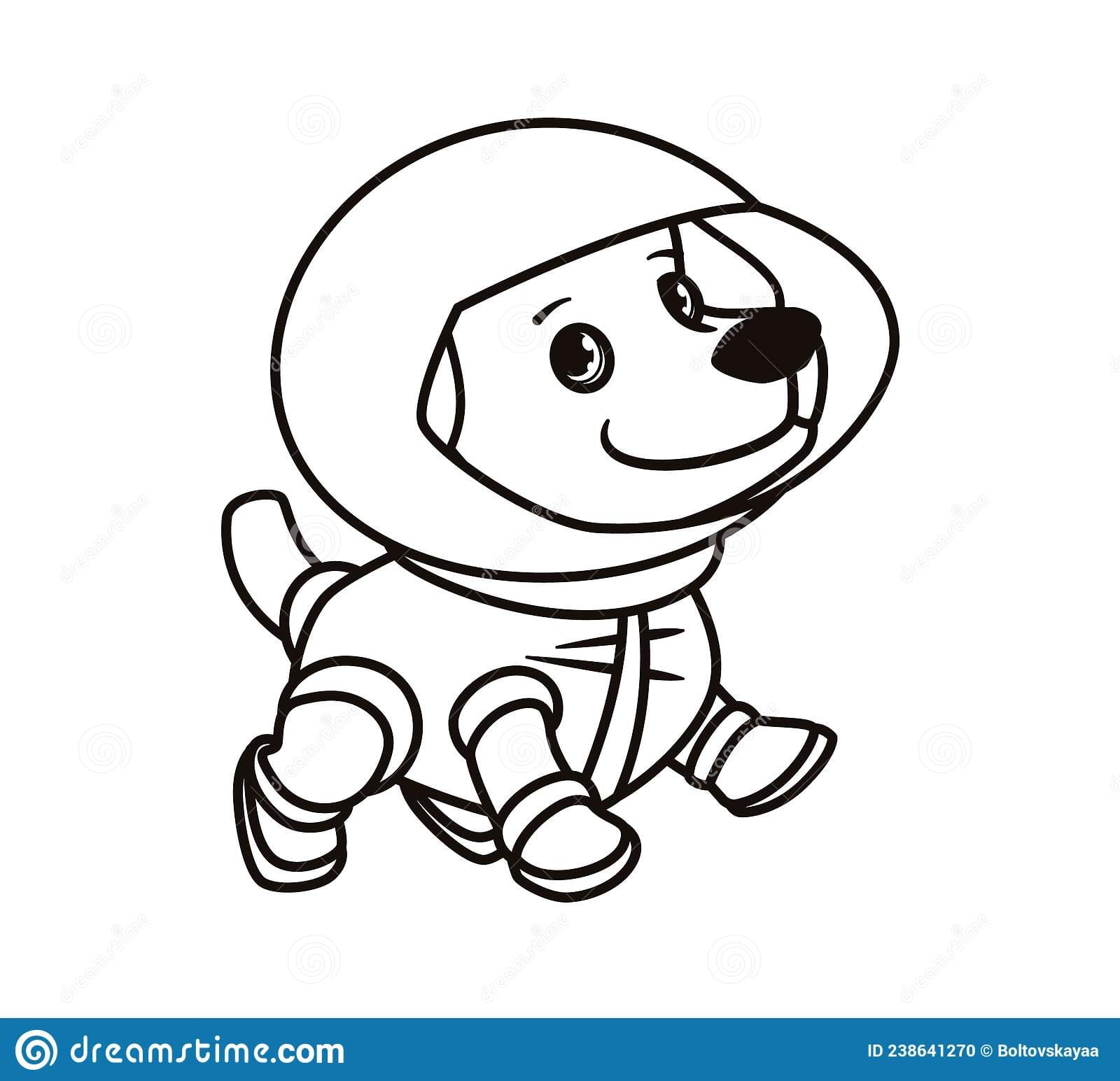 Cute astronaut dog in space suit