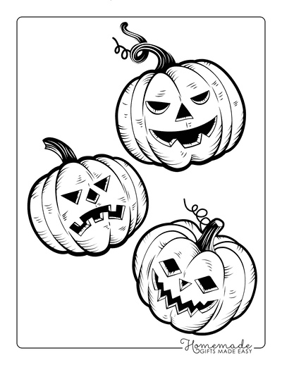 3 Scary Jack O’lanterns Coloring Pages Coloring Page