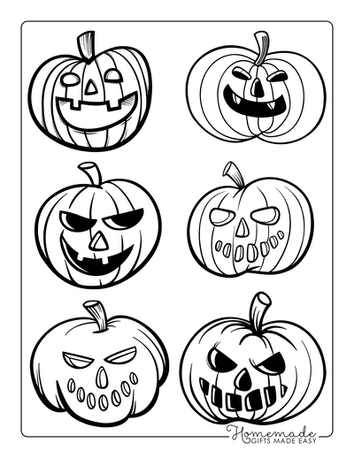 6 Scary Jack O’lantern Templates to Color Coloring Page