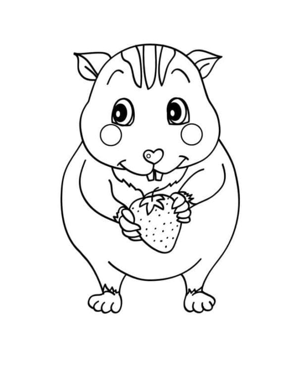 A Cunning Rodent Found A Strawberry Coloring Page