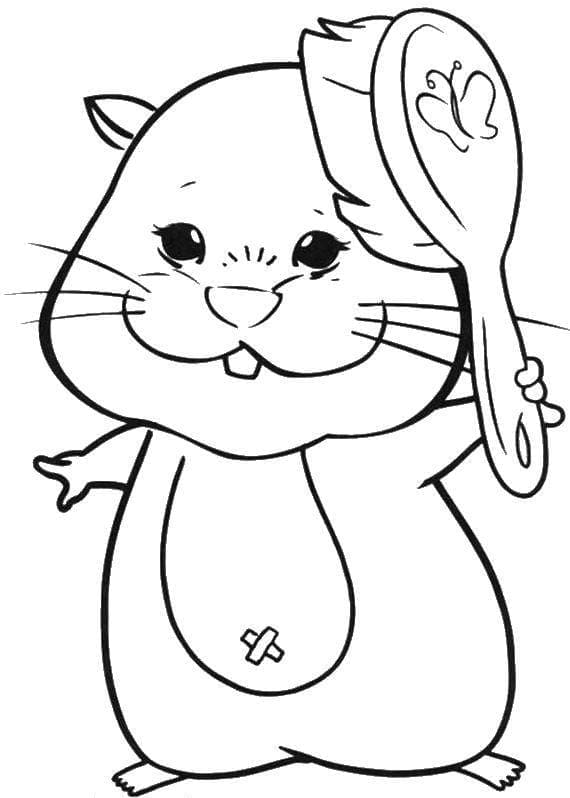 A Diligent Hamster Combs His Hair Coloring Page