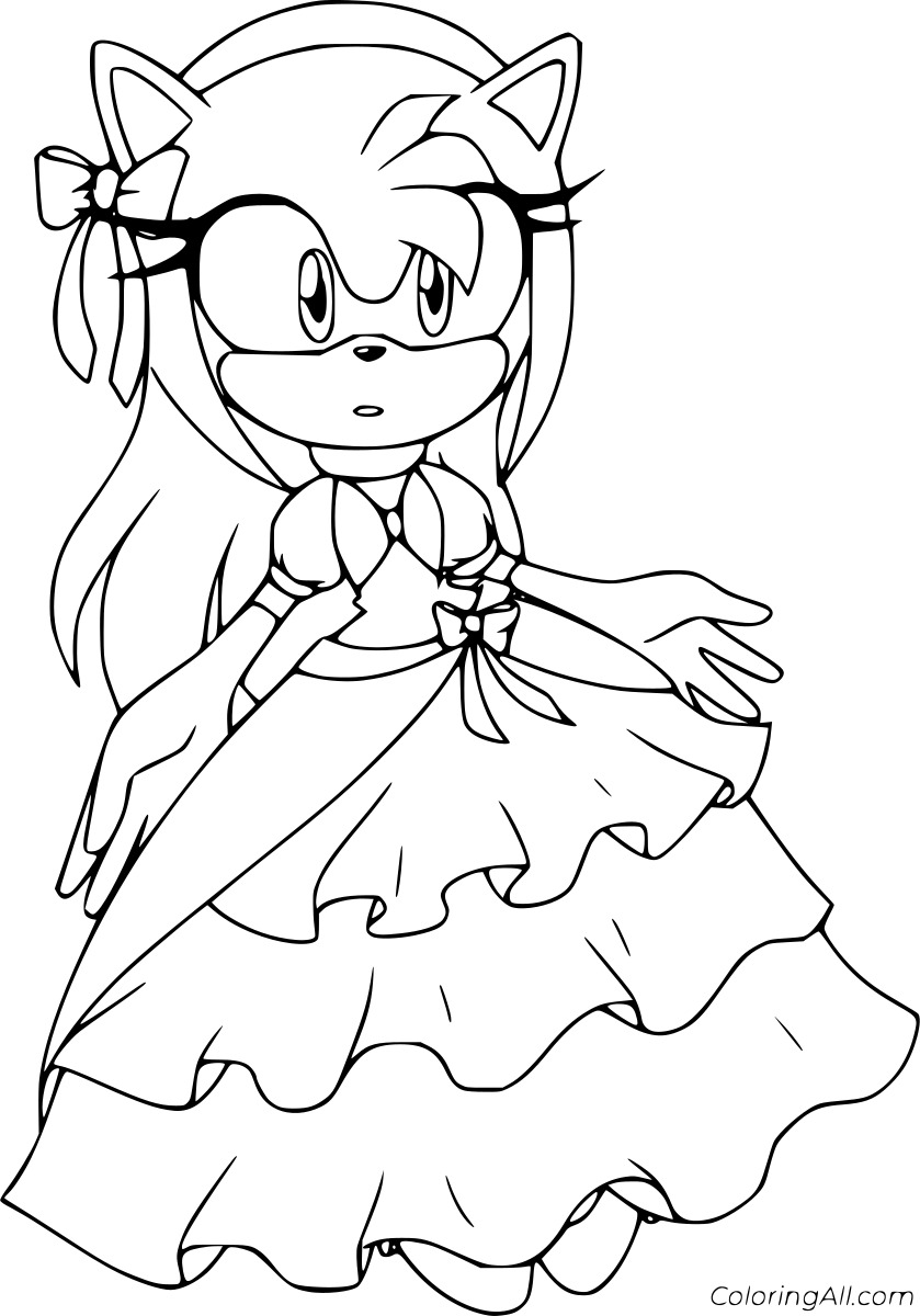 Amy Rose in Dress Free Coloring Page