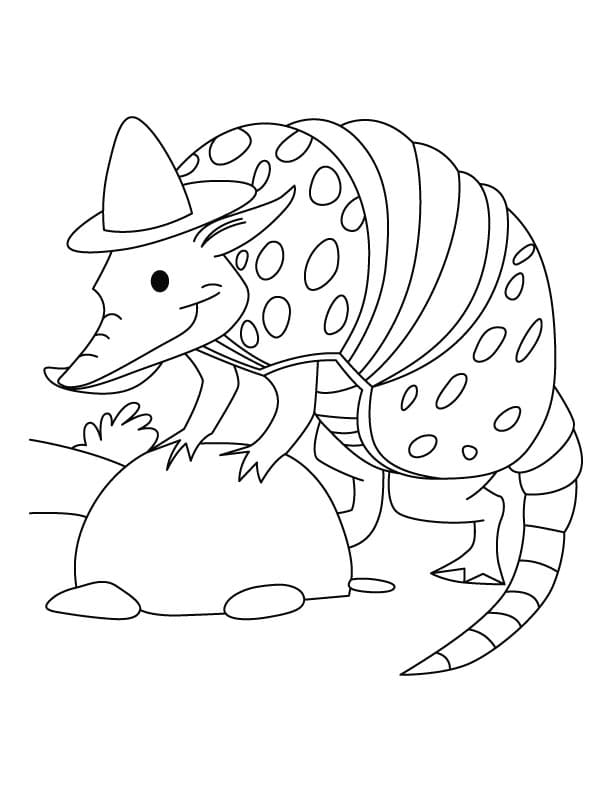 Armadillo In Hat Free Picture Coloring Page