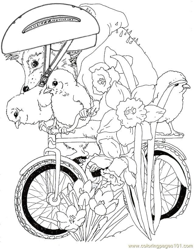 Babby Hedgehog Going Cycle Free Coloring Page