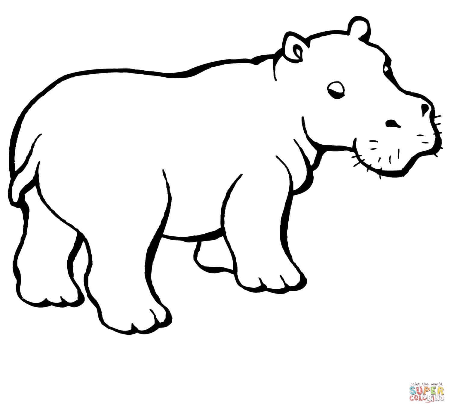 Baby Hippo For Kids Coloring Page