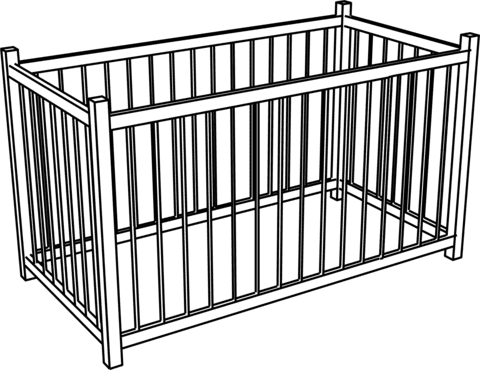 Baby Playpen Crib In the Bed Free Printable Coloring Page