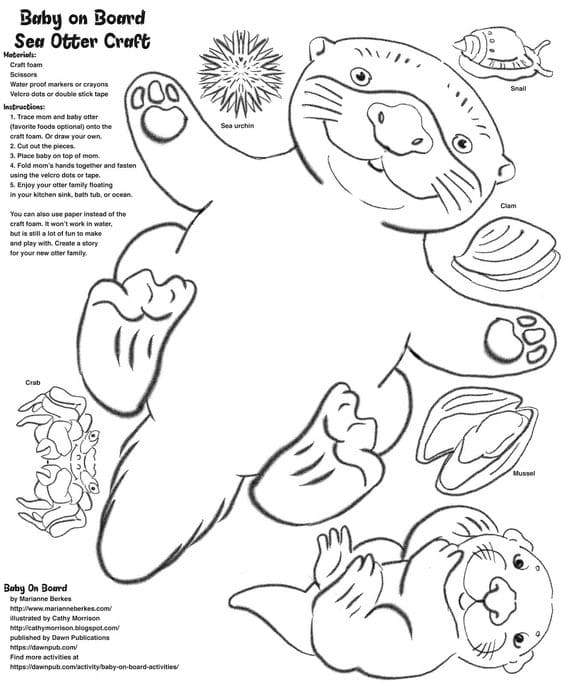 Baby Sea Otter Free Printable Coloring Page