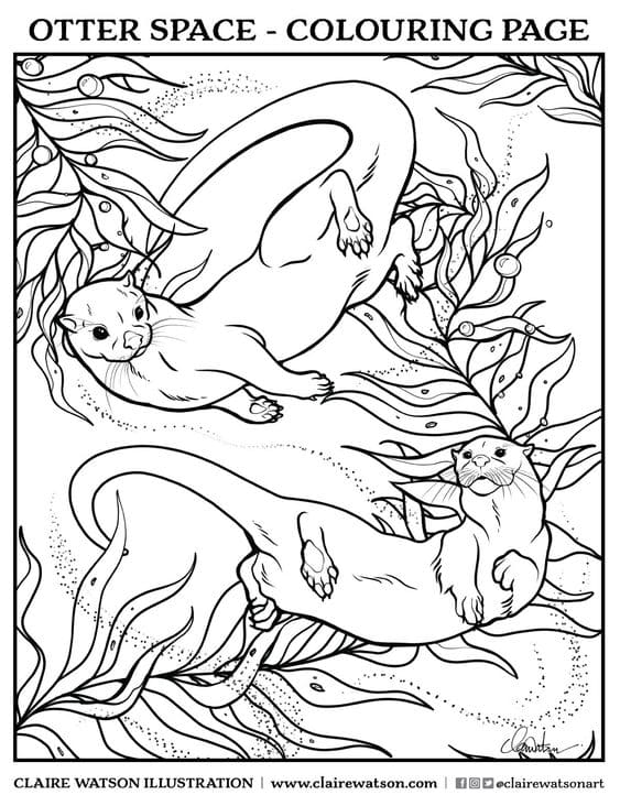 Baby Sea Otter Space Mandala Free Printable Coloring Page