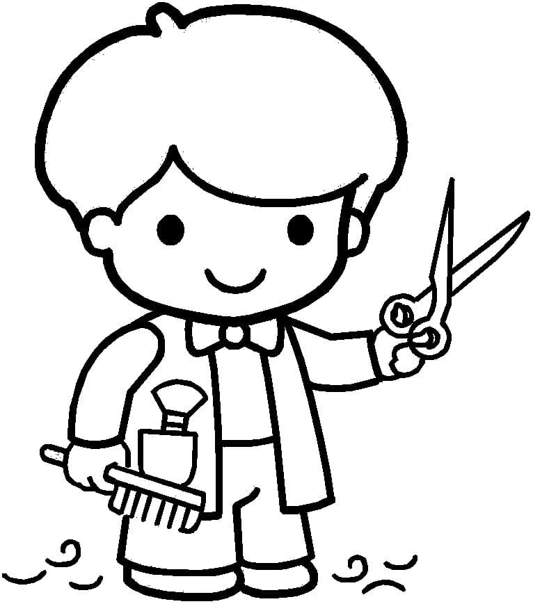 Barber Cartoon Free Coloring Page