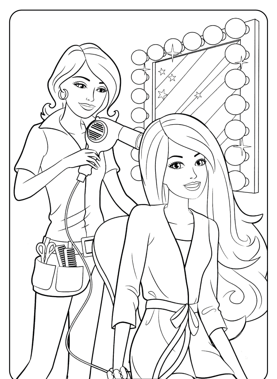 Barbie Hairdresser Coloring Page