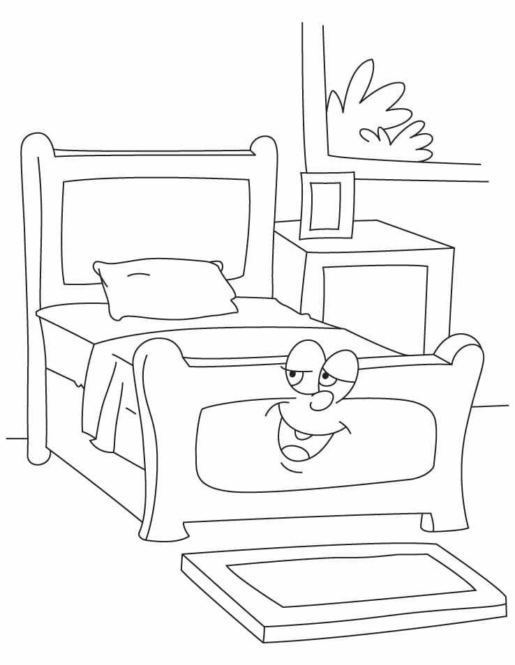 Bed Funny Free Printable Coloring Page