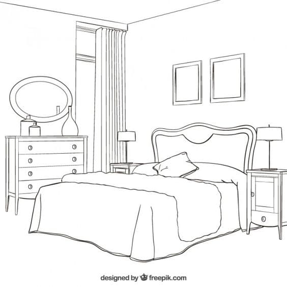 Bed Premium Vector Coloring Page