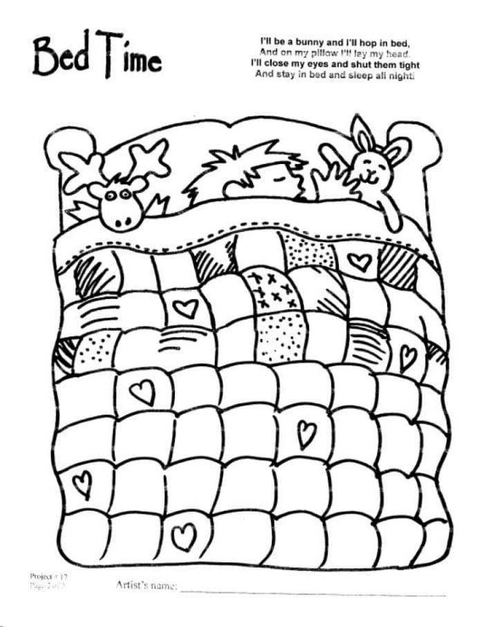 Bed Time Coloring Page